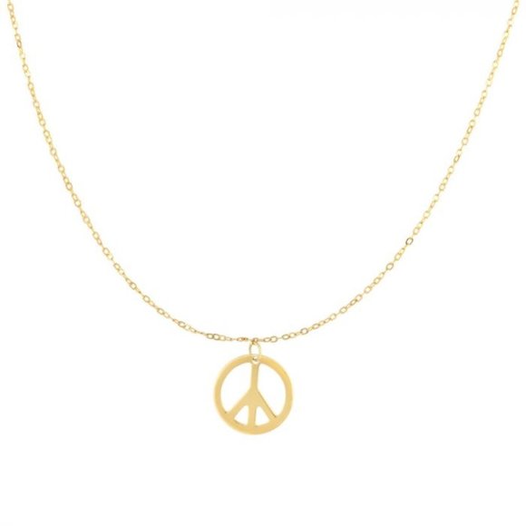14K Gold Peace Sign Necklace